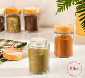 جاادویه شیشه ای ۱۱۰ سی سی درب چوبی لیمون کد ۲۳۸۲