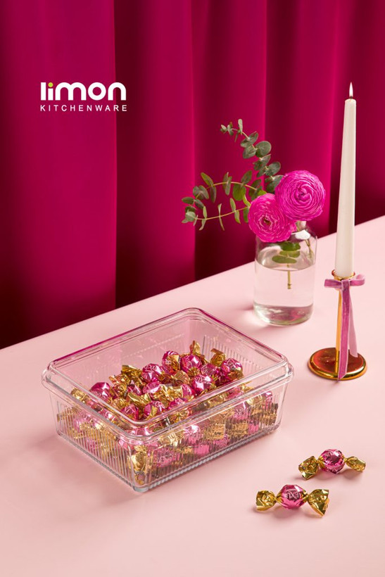 شکلات خوری شیشه ای دربدار لیمون کد 2341