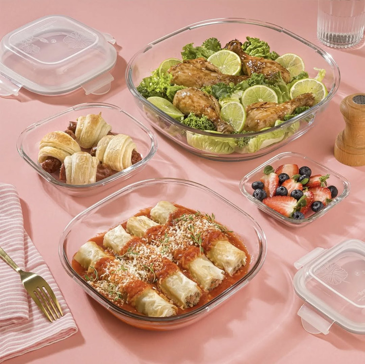 ست ظرف شیشه ای سرو و نگهداری دربدار لیمون کد ۲۰۴۹