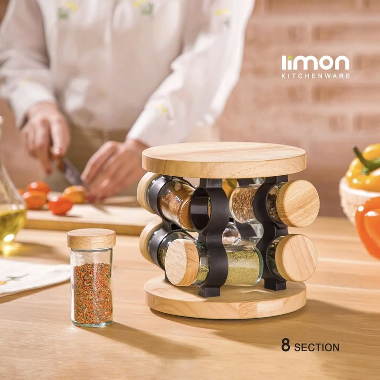 ست ادویه گردان 8 عددی چوبی لیمون کد 2305