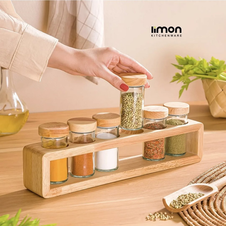 ست ادویه 6 عددی چوبی لیمون کد 2306