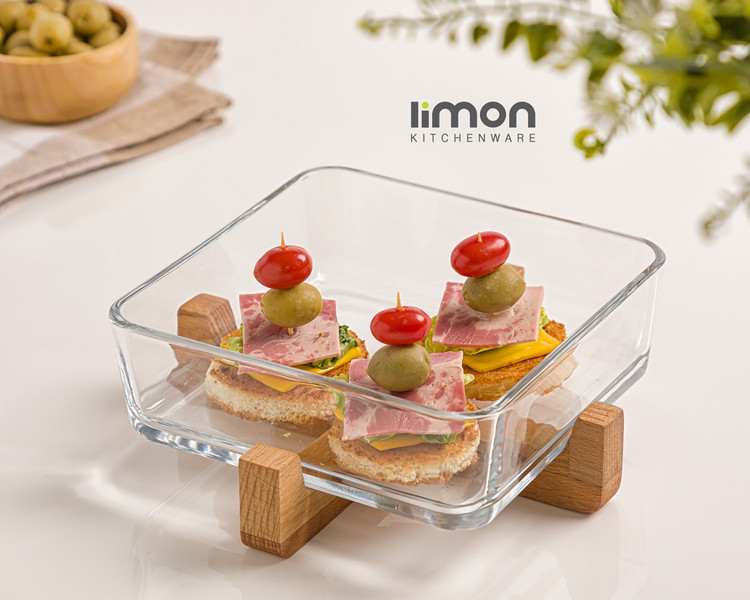 ظرف سرو پایه چوبی لیمون کد 2163