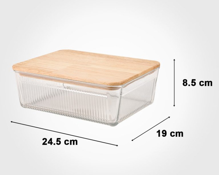ست ظرف شیشه ای مستطیل در چوبی لیمون کد 2211