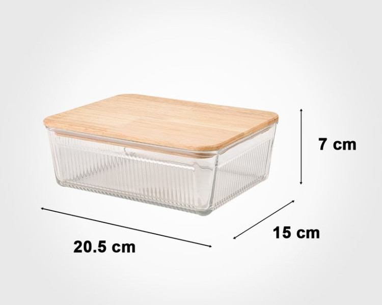 ست ظرف شیشه ای مستطیل در چوبی لیمون کد 2211