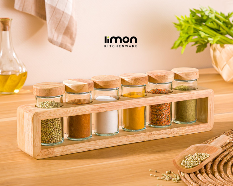 ست ادویه 6 عددی چوبی لیمون کد 2306
