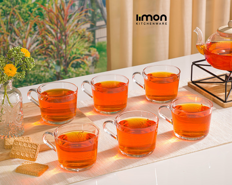 لیوان شیشه ای دسته دار 285 سی سی لیمون کد ۲۲۸۲
