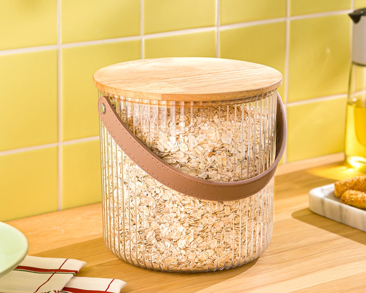 سطل شیاردار درب چوبی 3 لیتر لیمون کد 2472