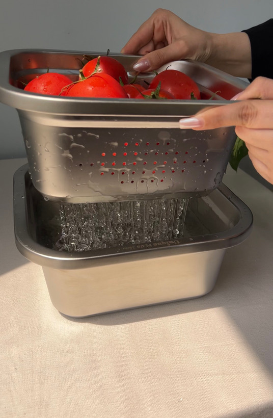 ست ابکش لگن مربع استیل ۱۰ عددی