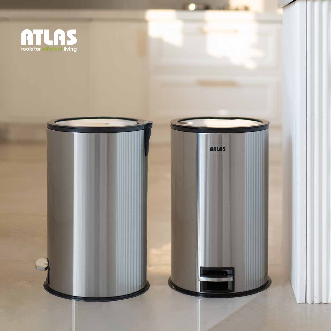 سطل پدالی استیل گرد اطلس مدل هانیس ۲۰ لیتر