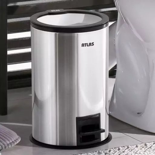 سطل پدالی استیل گرد اطلس مدل هانیس ۵ لیتر